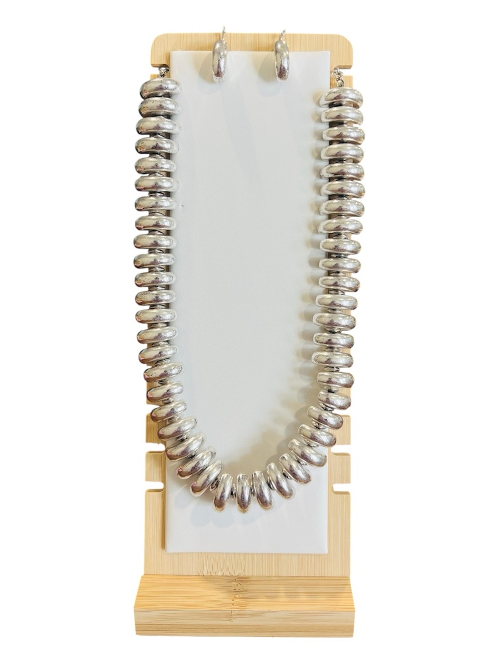 Chunky Silver Tone Necklace & Earrings Set | Statement Jewelry